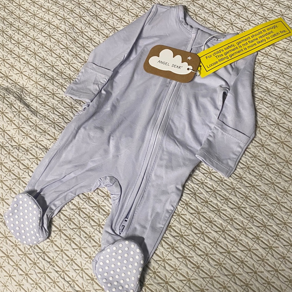 Angel Dear Lavender Zip Front Footed One-Piece